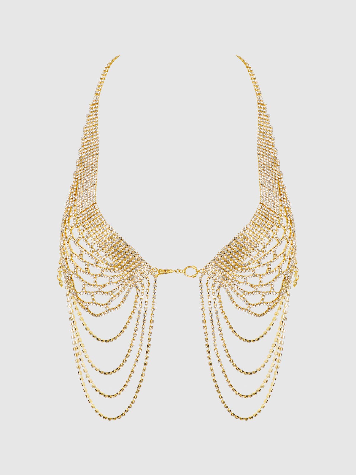 Rhinestone Net Halter with Openable Front, Silver