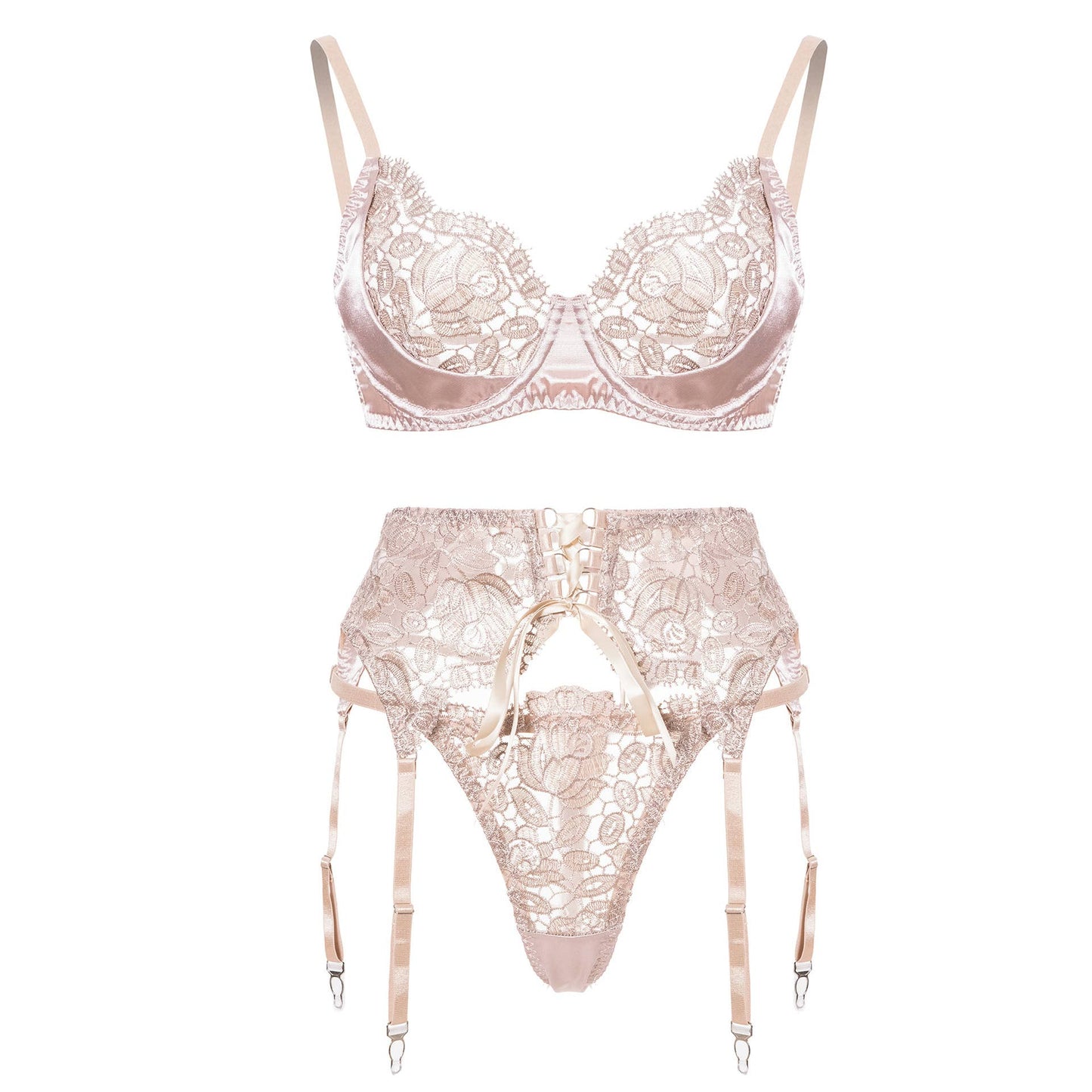 Blush Rose Lace Lingerie Set