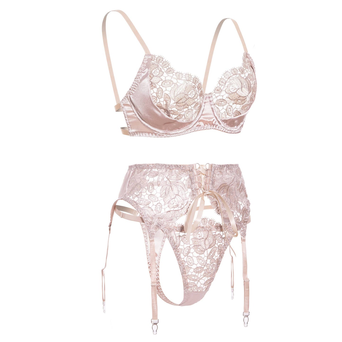 Blush Rose Lace Lingerie Set