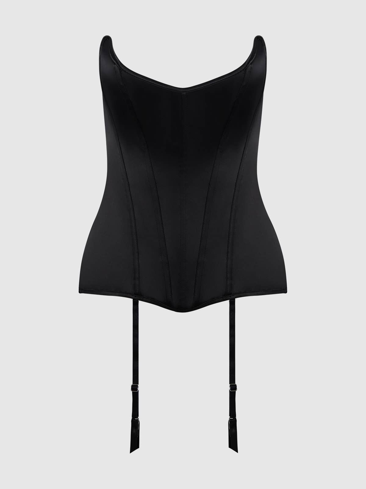 JULIET SATIN SCOOP NECK CORSET: BLACK