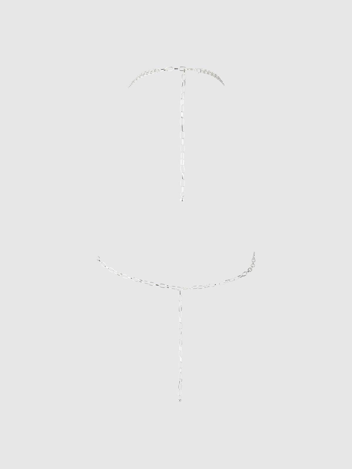 Rhinestone Net Halter with Openable Front, Silver