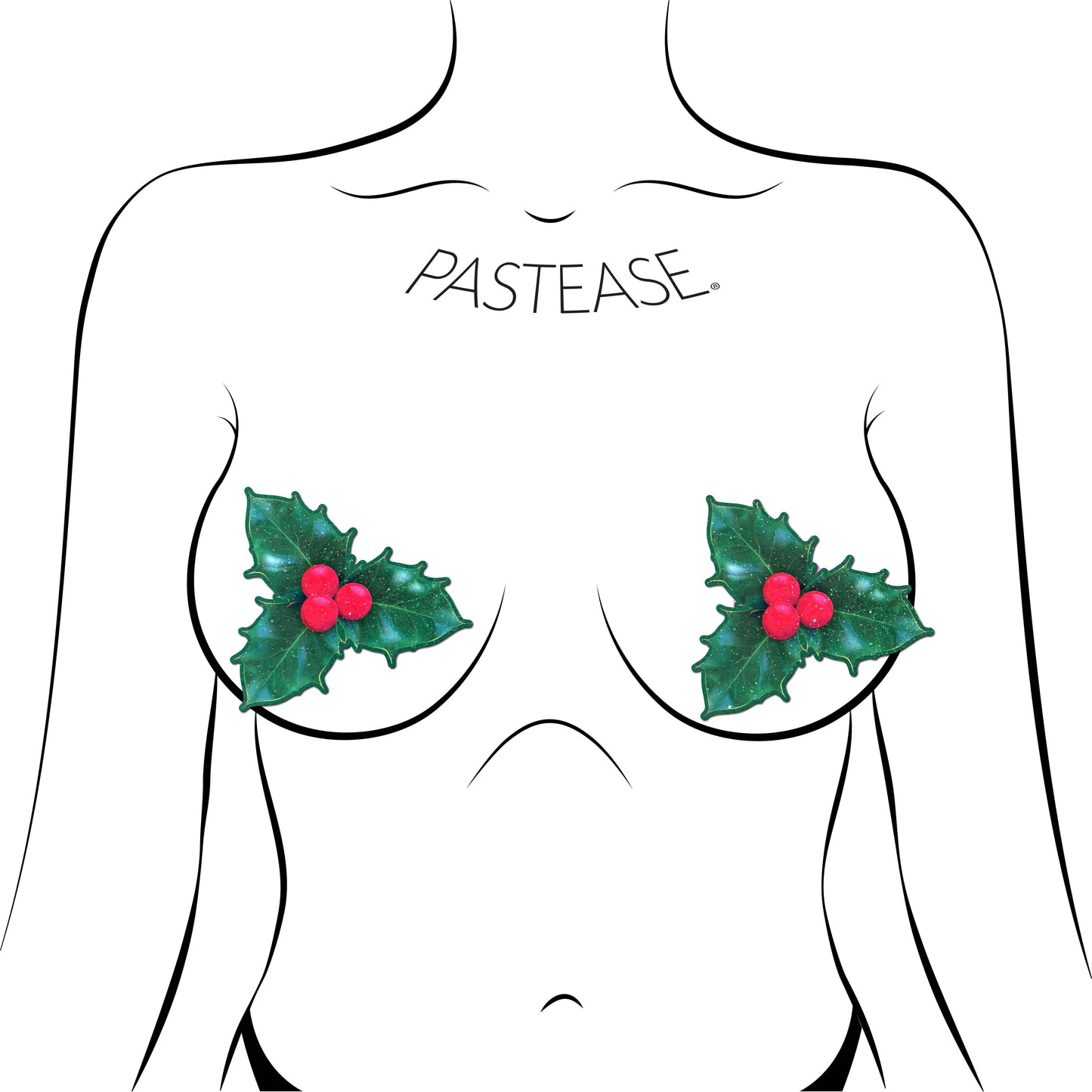 Christmas Winter Holly with Red Berries Nipple Pasties
