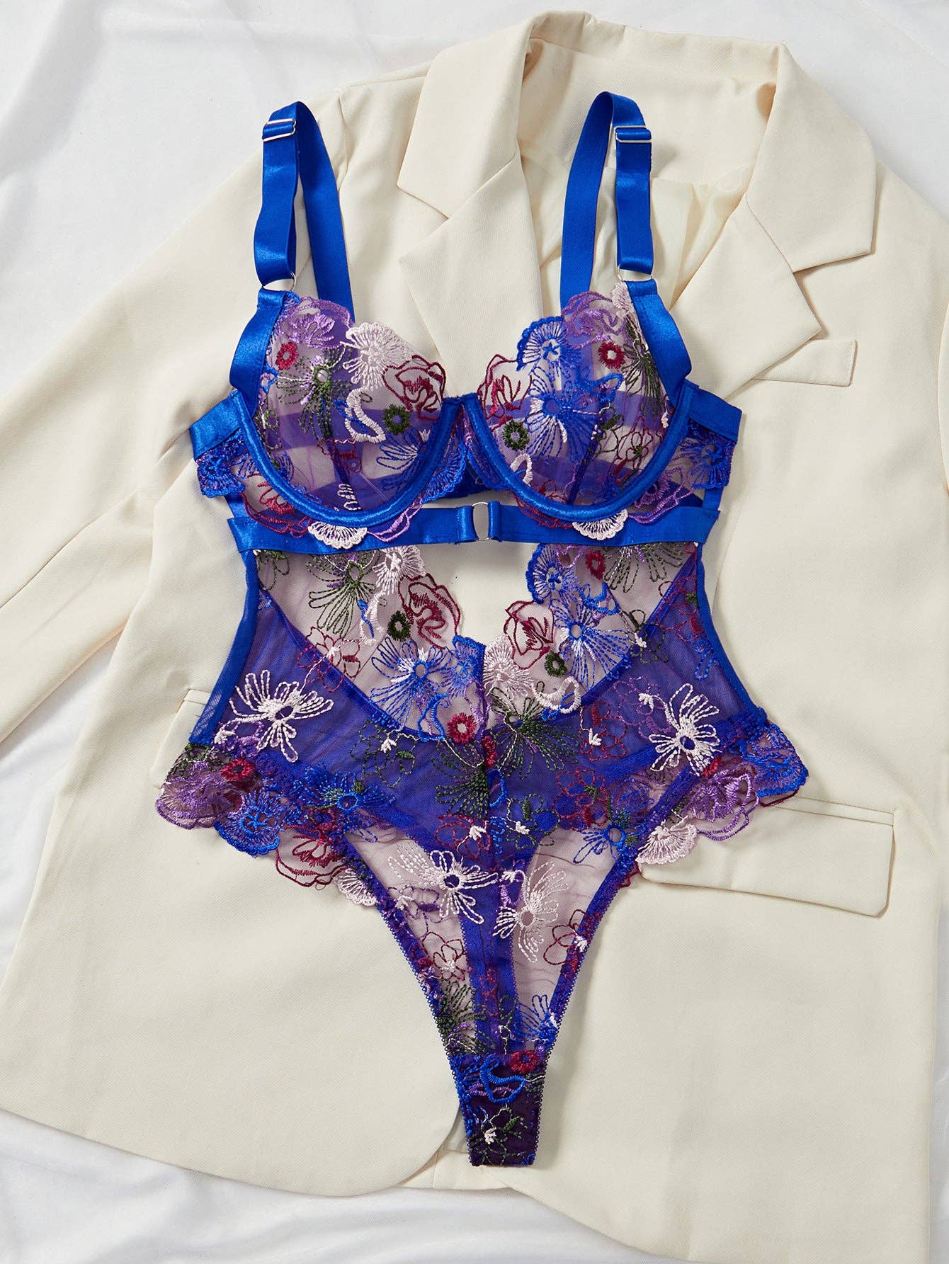 Rose Embroidery Body Suit