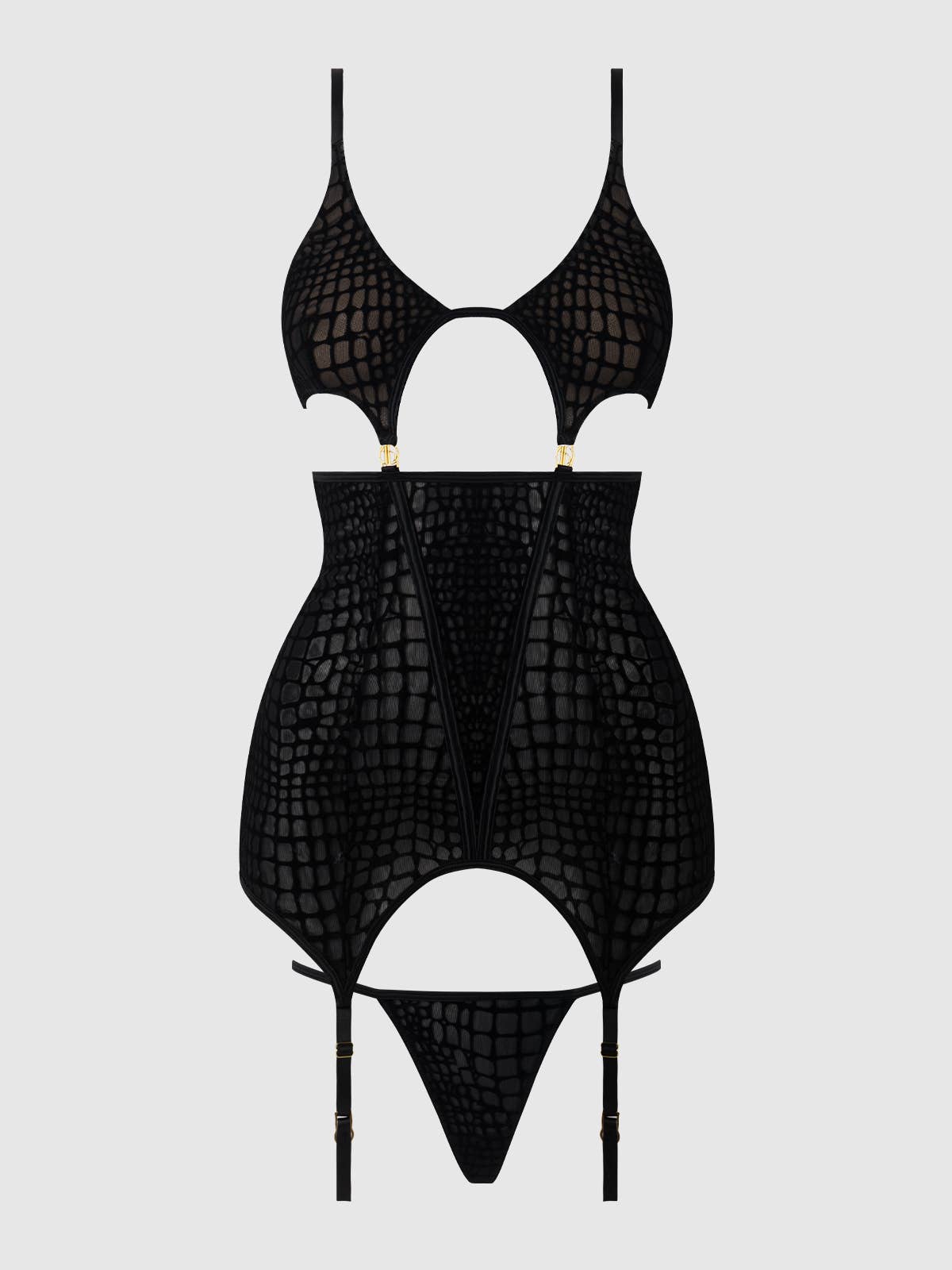 
                  
                    SNAKE VELVET-BURNOUT MESH CHEMISE & G-STRING SET
                  
                