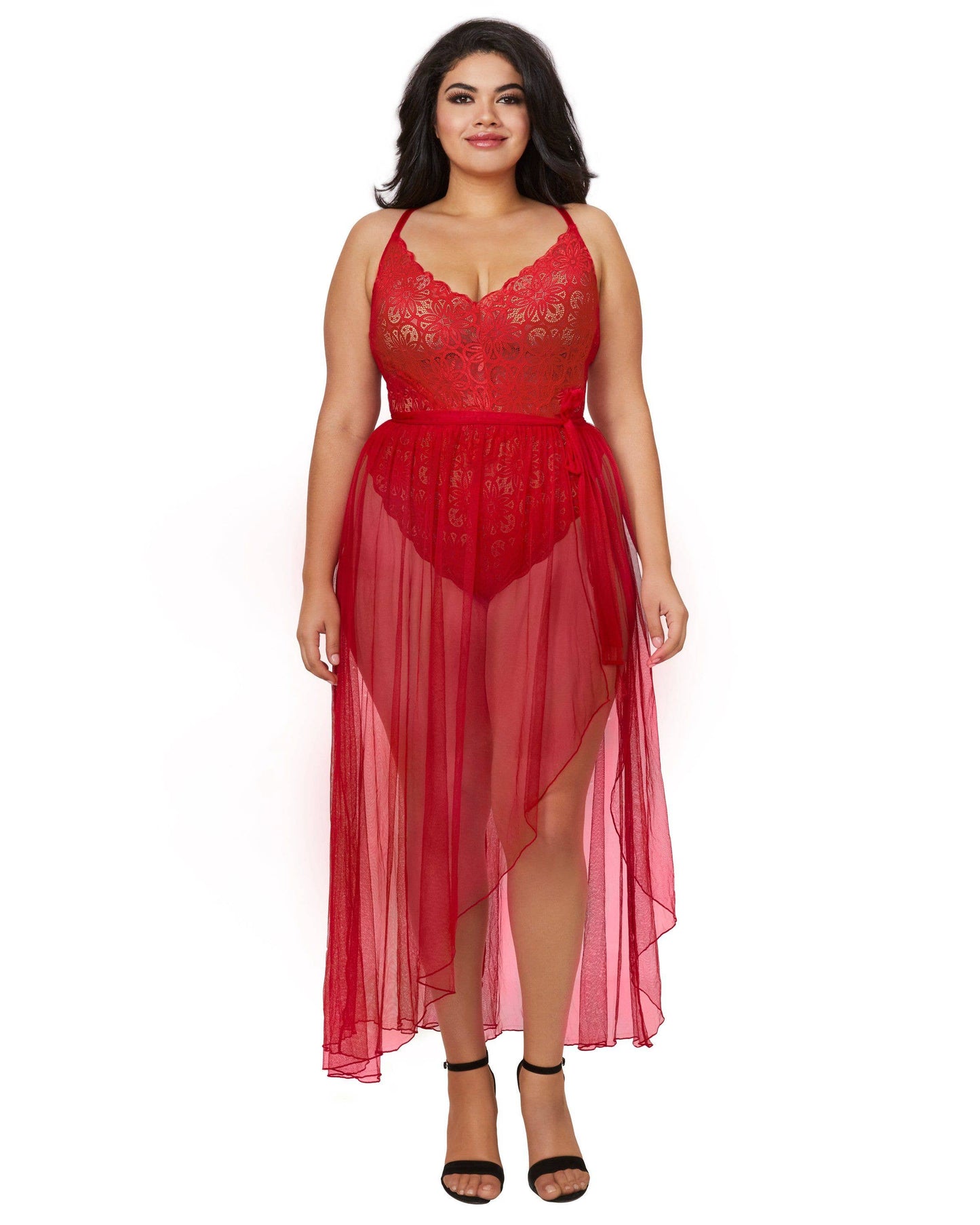 
                  
                    Mosaic Lace Teddy & Sheer Skirt: Vintage Rose
                  
                