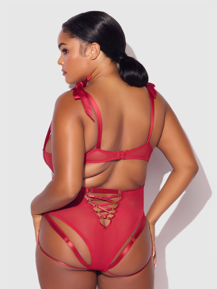 
                  
                    EMBROIDERED LACE TEDDY: CRIMSON RED
                  
                