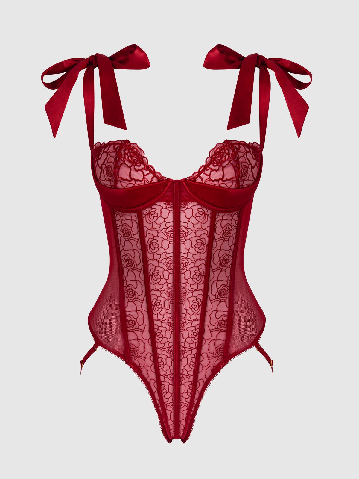 
                  
                    EMBROIDERED LACE TEDDY: CRIMSON RED
                  
                