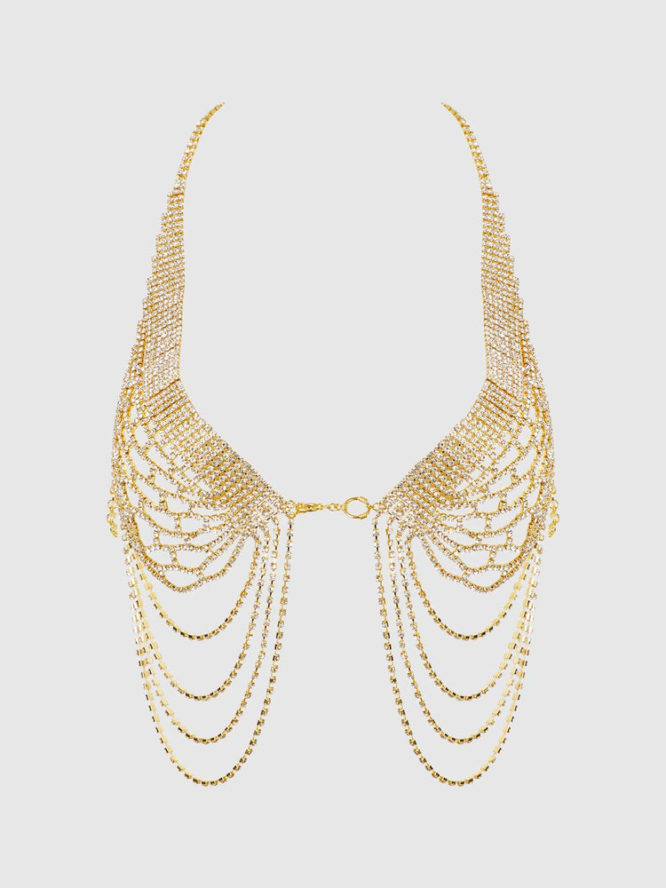 
                  
                    Rhinestone Net Halter with Openable Front, Silver
                  
                