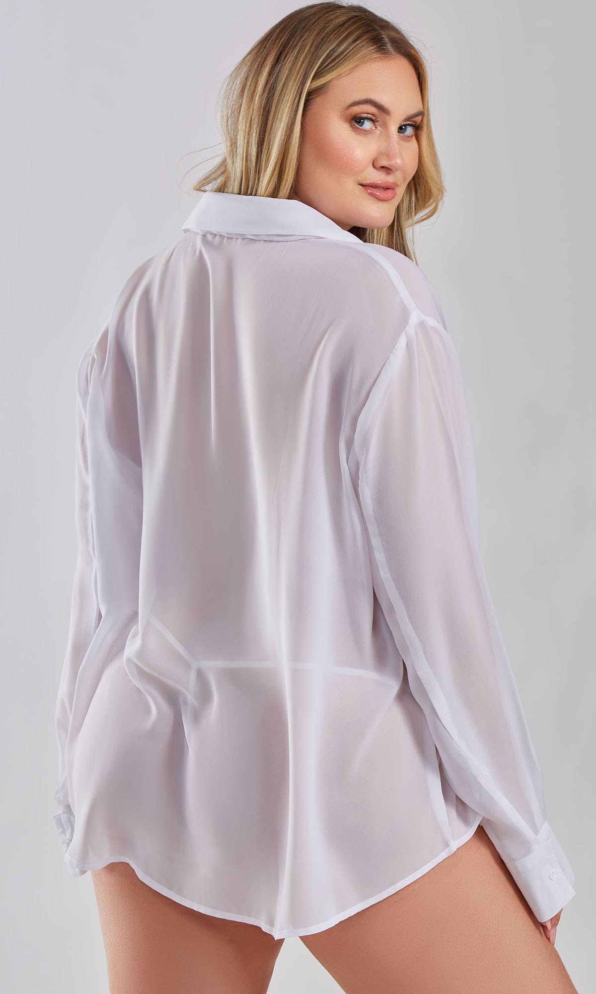 
                  
                    Tyler 1PC Shear Button Boyfriend Sleep Shirt: White
                  
                