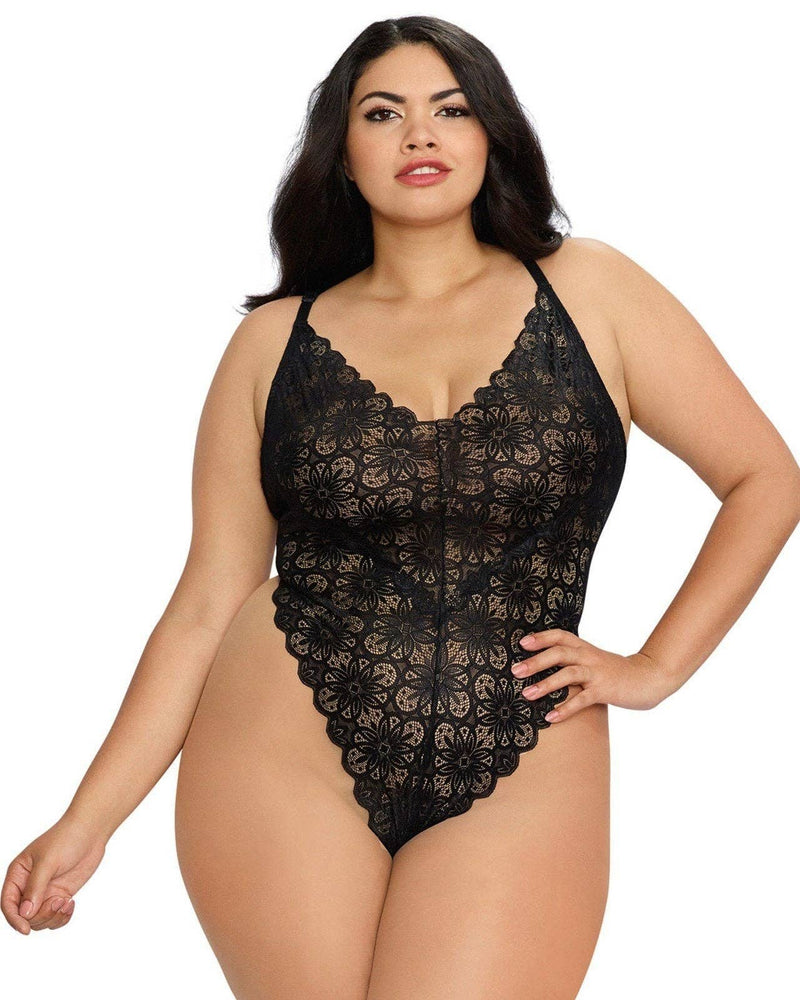 
                  
                    Mosaic Lace Teddy & Sheer Skirt: Black
                  
                