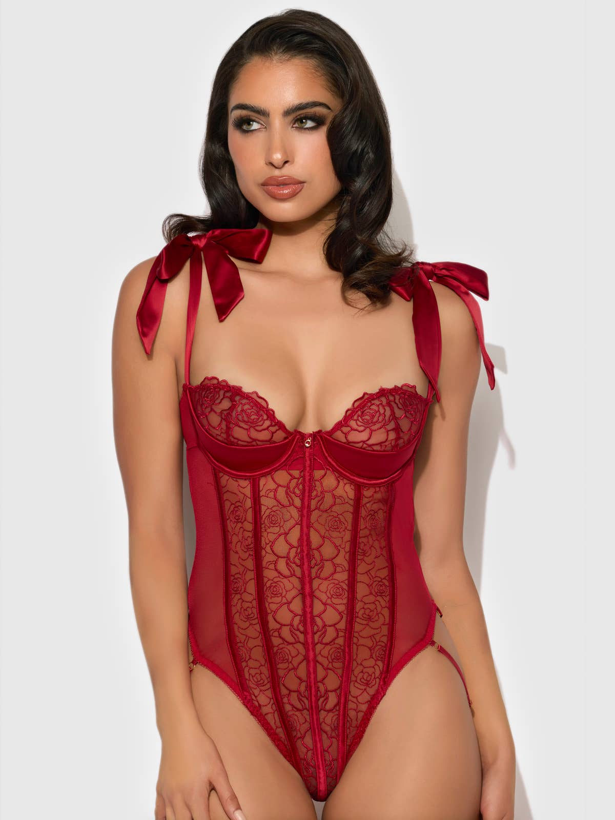 
                  
                    EMBROIDERED LACE TEDDY: CRIMSON RED
                  
                