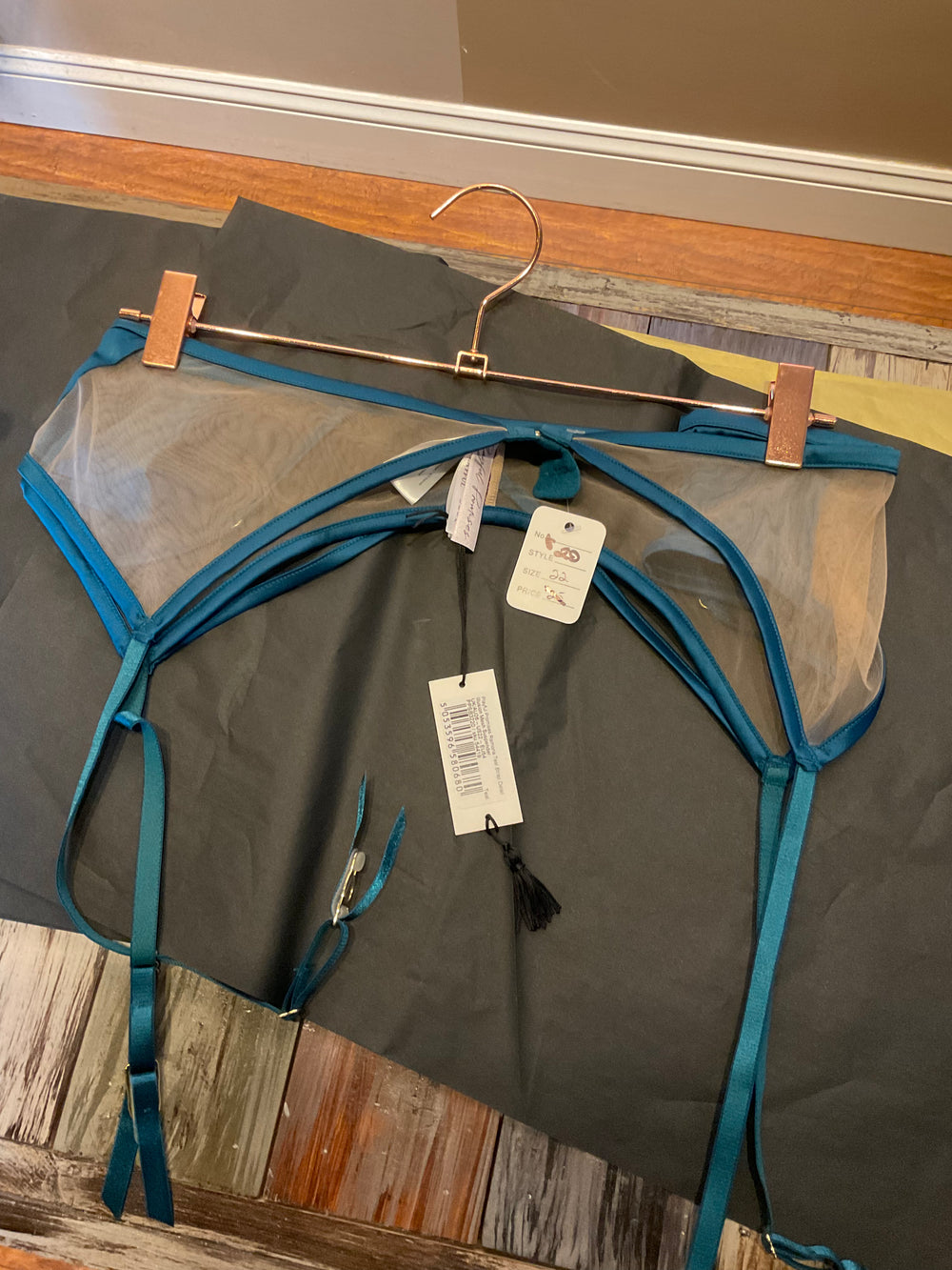 Teal & Nude Garter Belt