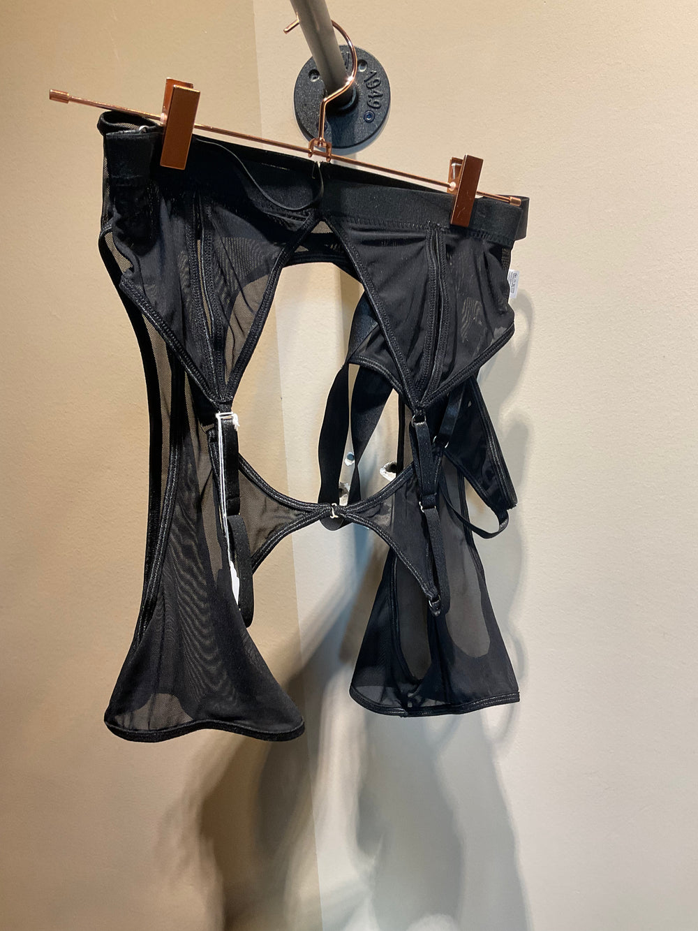 Black 4pc Set: Bralette, Thong, Garter, Choker