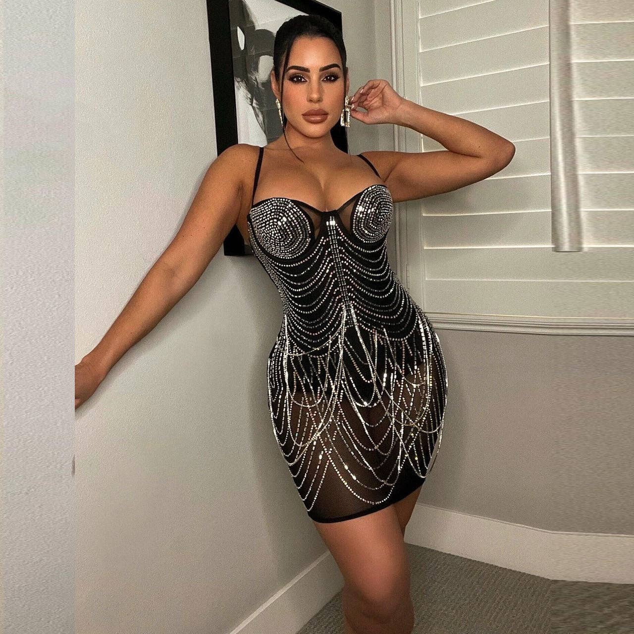 
                  
                    Sparkling Rhinestone Tassel Dress: Seductive Elegance for Alluring Nights: Apricot / 3XL
                  
                