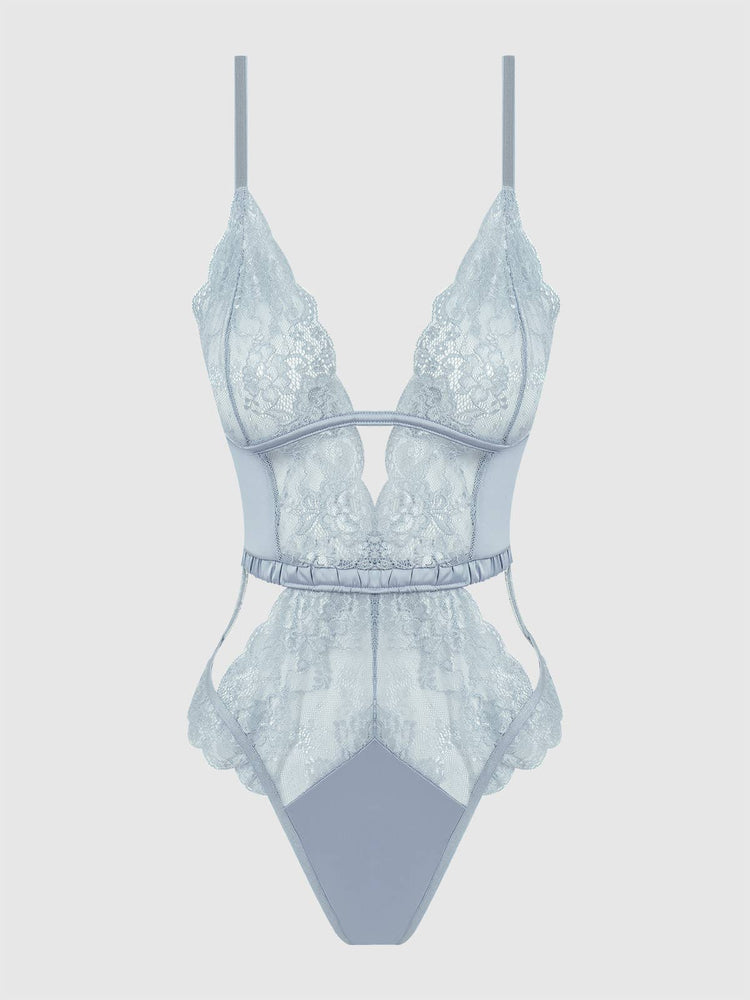 
                  
                    SIENNA SATIN & LACE WIRELESS TEDDY: STONE BLUE
                  
                