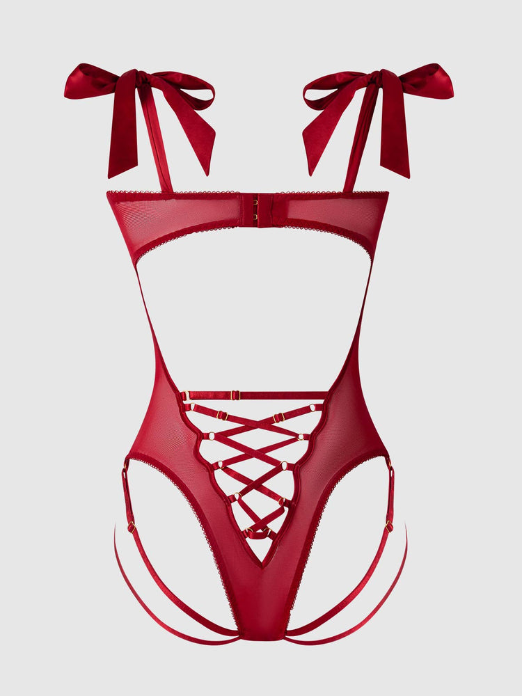 
                  
                    EMBROIDERED LACE TEDDY: CRIMSON RED
                  
                