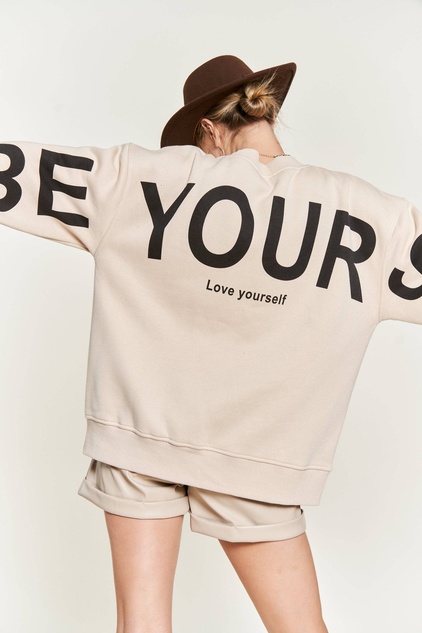
                  
                    Be Yourself Love Yourself Printed Oversized Sweatshirt: BLACK / M
                  
                