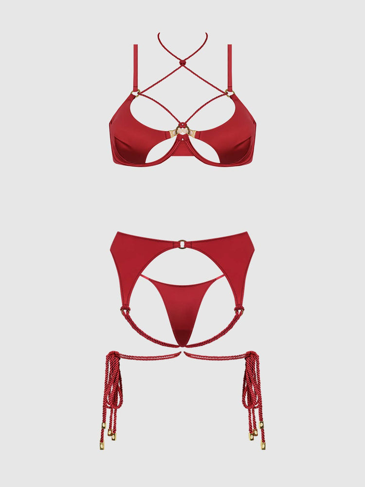 
                  
                    Iryna silky garter & thong set: Crimson Red
                  
                