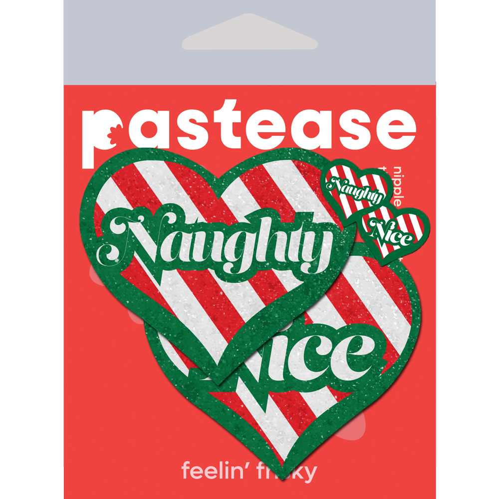 
                  
                    Green, Red, White Velvet Naughty & Nice Heart Nipple Pasties
                  
                