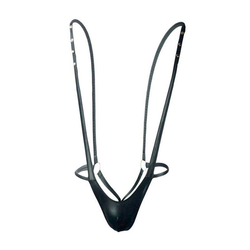 Seductive Faux Leather Belted T-back Thong