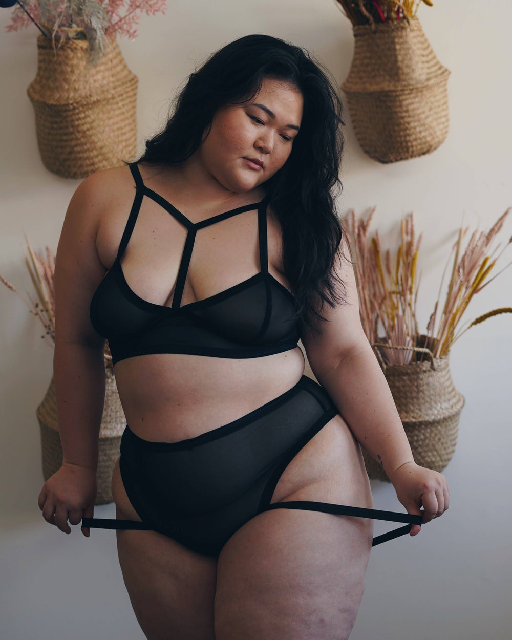 Black Mesh Y Control Bralette