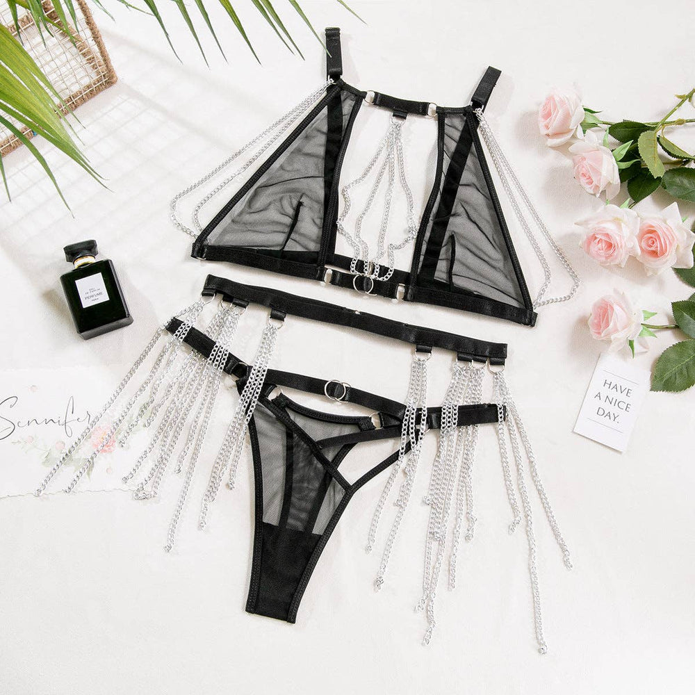 Chain Garter & Bra/Thong Set