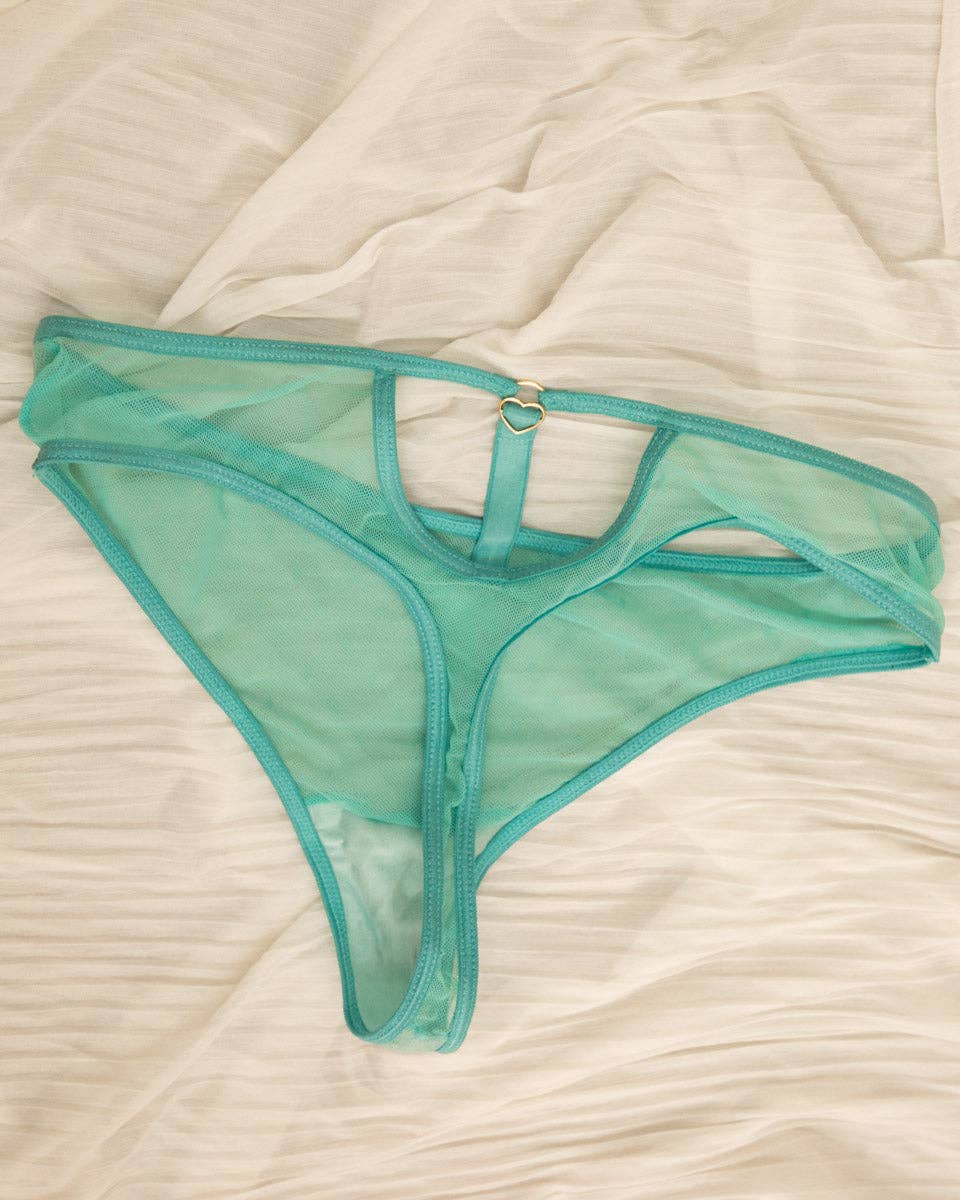 Hearts  Keyhole Thong in Seafoam